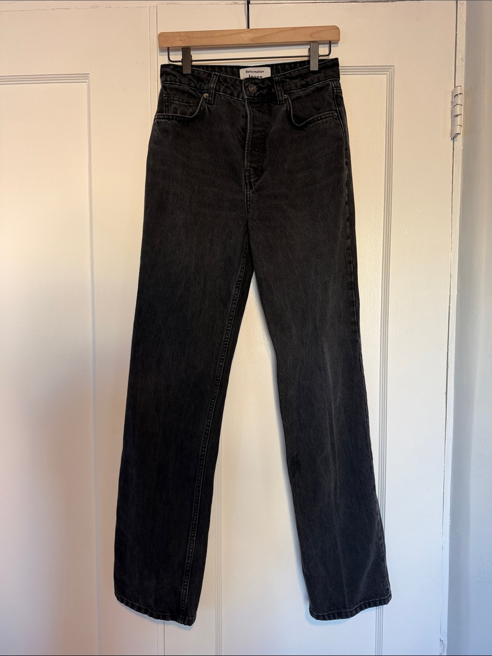 Reformation Washed Black Straight Jeans